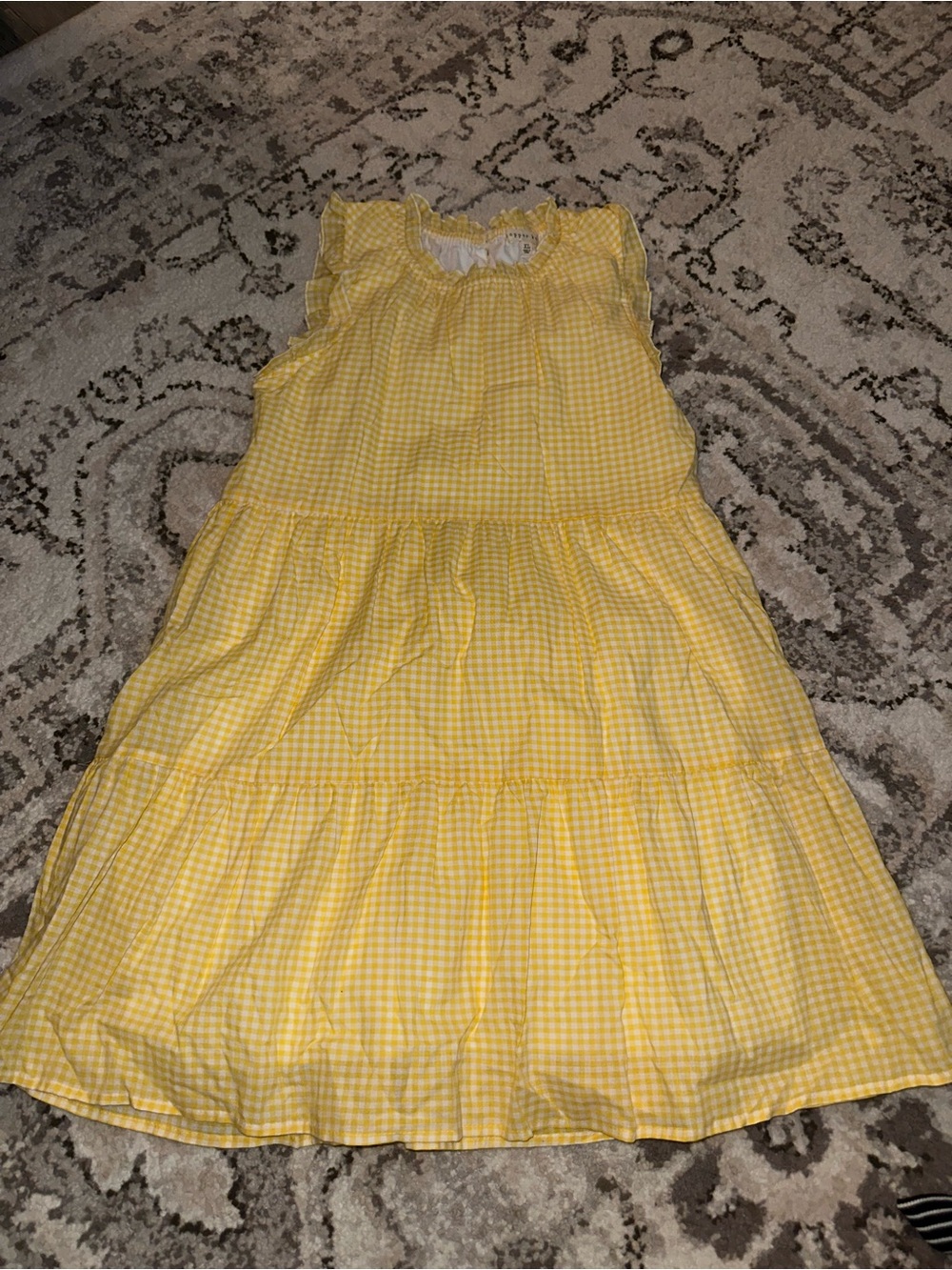 Yellow Gingham Tiered Kids Dress